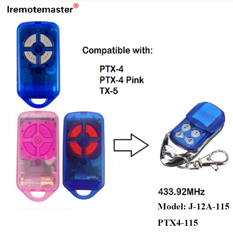 Kwa PTX4 433.92 MHz Rolling Code Garage Door Remote Control